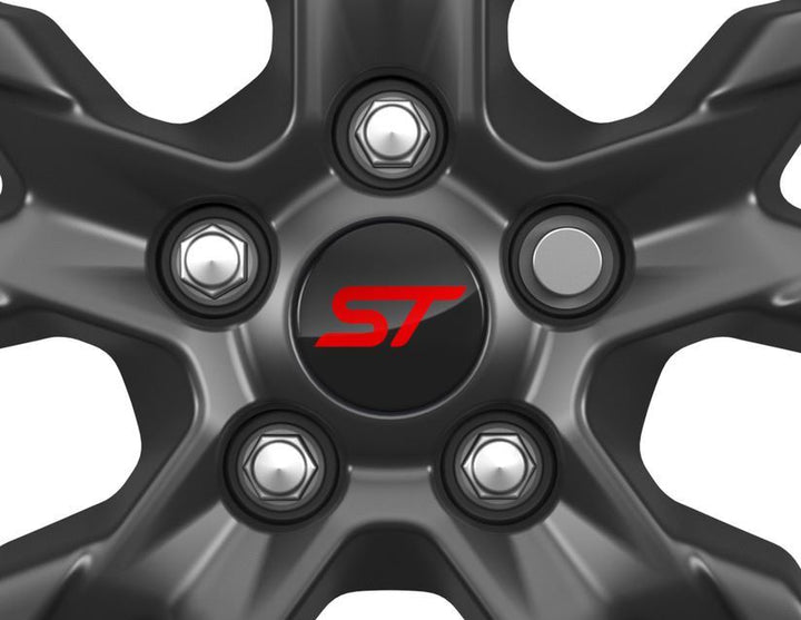 CENTER CAP BUTTON TYPE,GLOSS BLACK,WITH RED ST LOGO
