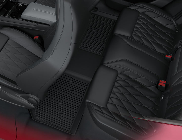 ALL-ELECTRIC EXPLORER & ALL-ELECTRIC FORD CAPRI RUBBER FLOOR MATS REAR, BLACK, TRAY STYLE WITH RAISED EDGES