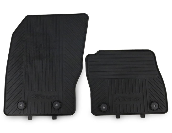 FOCUS RUBBER FLOOR MATS FRONT, BLACK WITH LOGO, 2011 - 2020