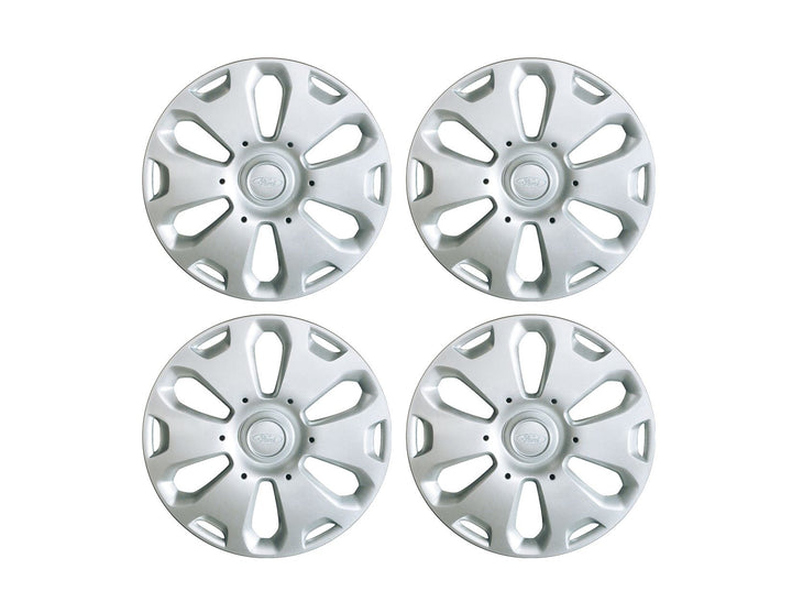FIESTA & KA SET OF 4 WHEEL COVER TRIMS, SILVER, FITS 14