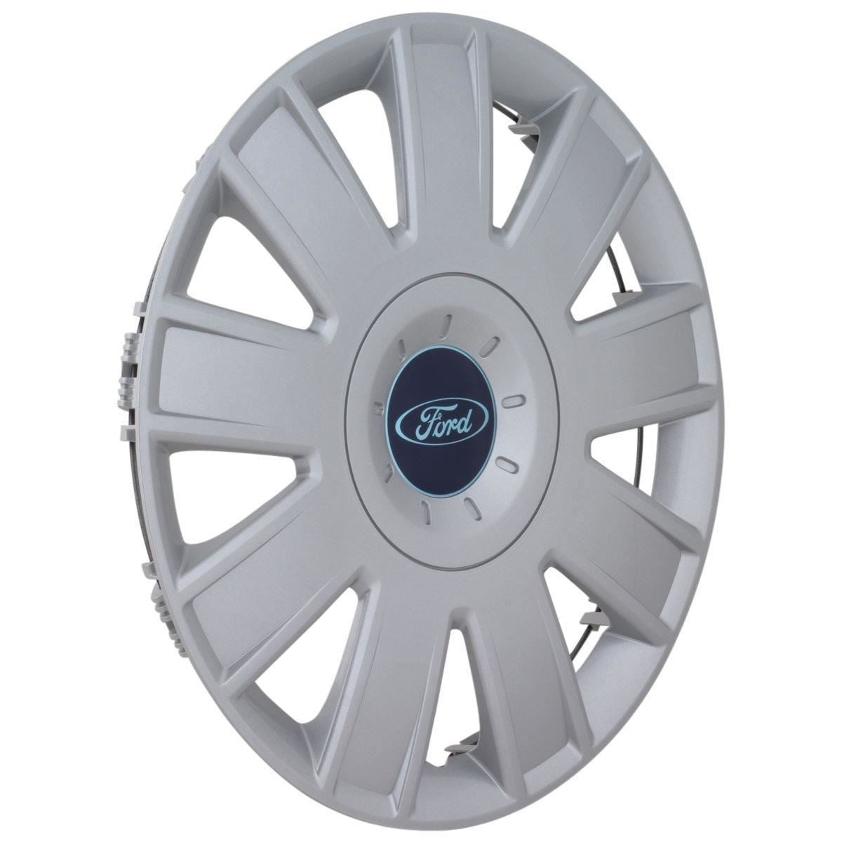 Set Of 4 Silver 15 Inch Hub Cap Wheel Trims For Ford Fiesta (2008 Onwards)