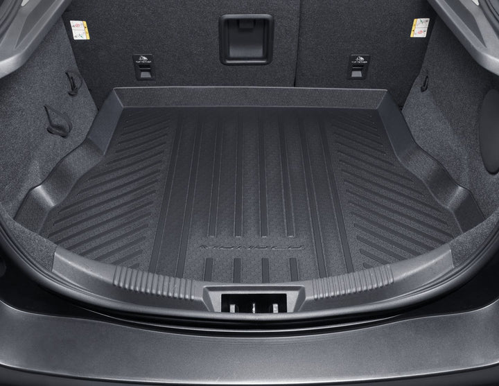 MONDEO REAR RUBBER BOOT LINER, BLACK WITH MONDEO LOGO, FOR VEHICLE WITH MINI SPARE WHEEL OR TYRE REPAIR KIT, 2014 - ONWARDS