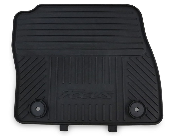 FOCUS RUBBER FLOOR MATS FRONT, BLACK WITH LOGO, 2011 - 2020