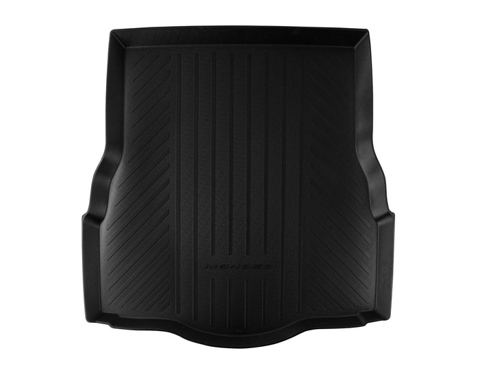MONDEO REAR RUBBER BOOT LINER, BLACK WITH MONDEO LOGO, FOR VEHICLE WITH MINI SPARE WHEEL OR TYRE REPAIR KIT, 2014 - ONWARDS