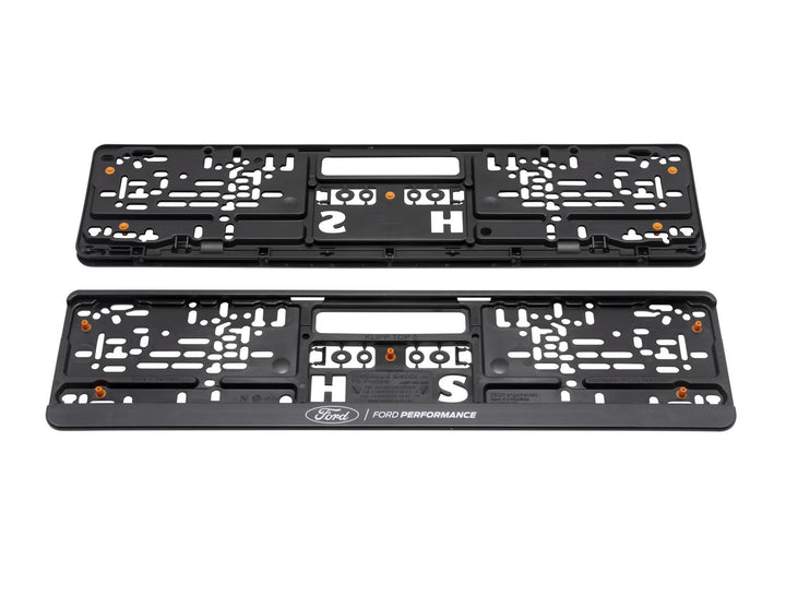 Ford Performance Number Plate Holder Kit Front & Rear Black With White Logo Set Of 2