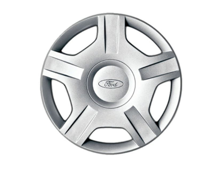 SET OF 4 WHEEL COVER TRIMS, SILVER, 5 SPOKE DESIGN, FITS 14