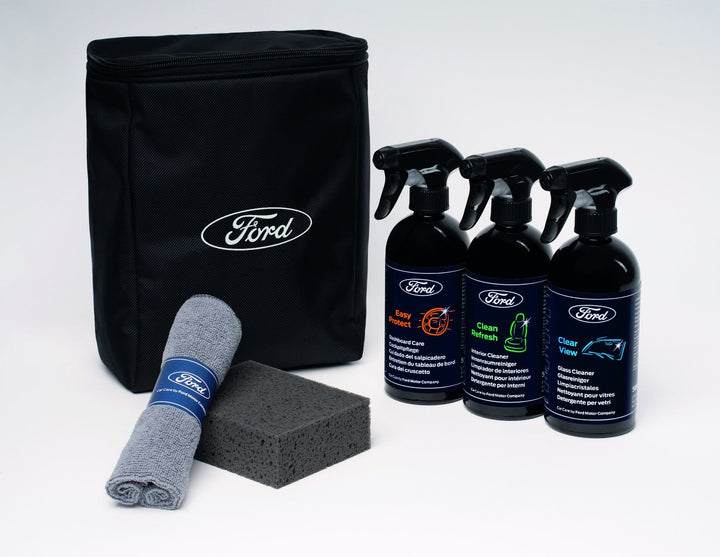 6-Piece Interior Car Cleaning Kit – 3x 500ml Sprays: Glass, Dashboard & Trim Cleaners, plus Microfibre Cloth, Sponge & Storage Bag for Interior Detailing