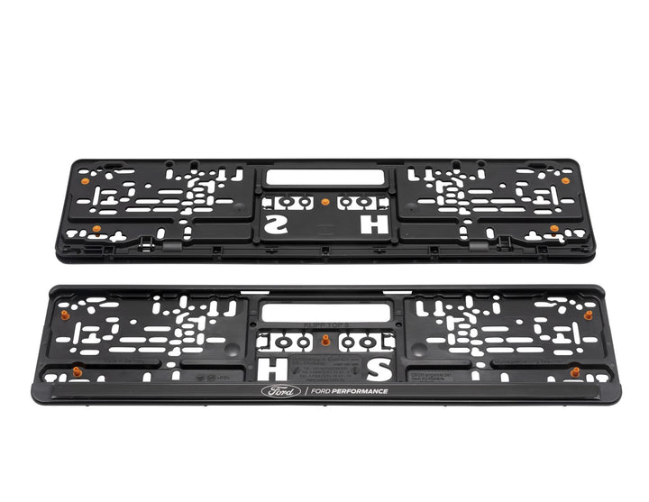 Ford Performance Number Plate Holder Kit Front & Rear Black With Silver 3D Effect Logo Set Of 2