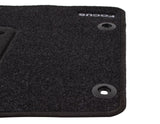 FOCUS FRONT & REAR CARPET CAR FLOOR MATS, BLACK WITH LOGO AND FITTING HOLES, 2004-2011