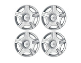 SET OF 4 WHEEL COVER TRIMS, SILVER, 5 SPOKE DESIGN, FITS 14