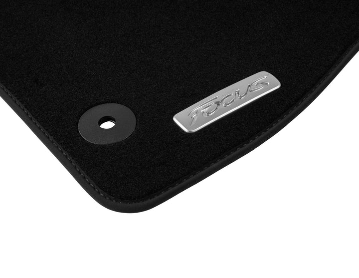 FOCUS VELOUR FRONT FLOOR MATS BLACK WITH LOGO 2011-2018