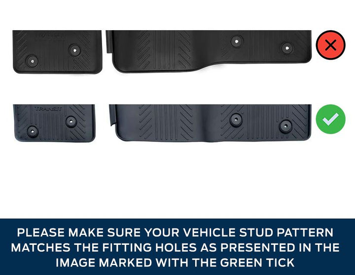 TRANSIT AND TRANSIT CUSTOM RUBBER FLOOR MATS FRONT, BLACK WITH LOGO, AUTOMATIC TRANSMISSION ONLY