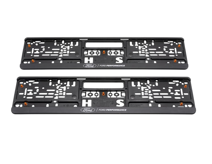 Ford Performance Number Plate Holder Kit Front & Rear Black With White Logo Set Of 2