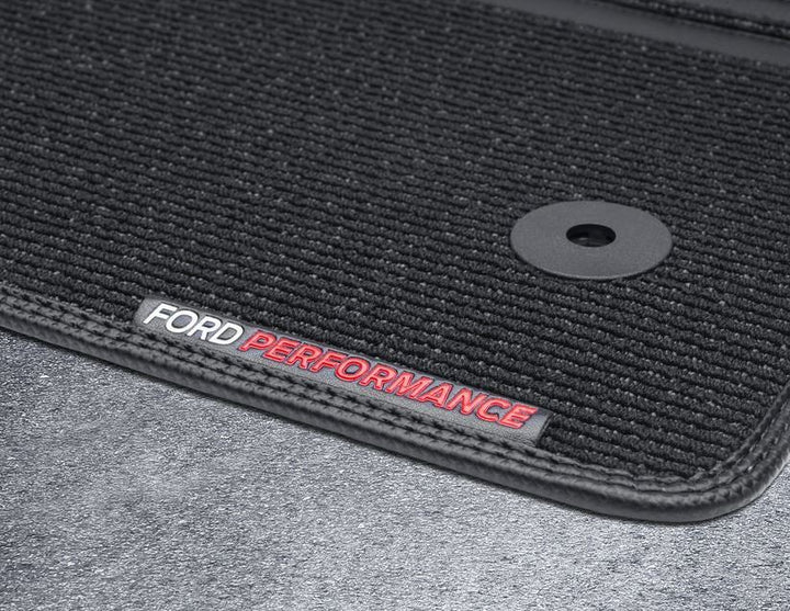 FOCUS PERFORMANCE FLOOR MATS FRONT, BLACK WITH FORD PERFORMANCE LOGO, 2018 - 2021