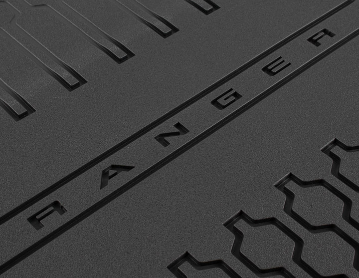 RANGER DOUBLE CAB RUBBER FLOOR MATS FRONT AND REAR, BLACK WITH RANGER LOGO, 2012 - ONWARD