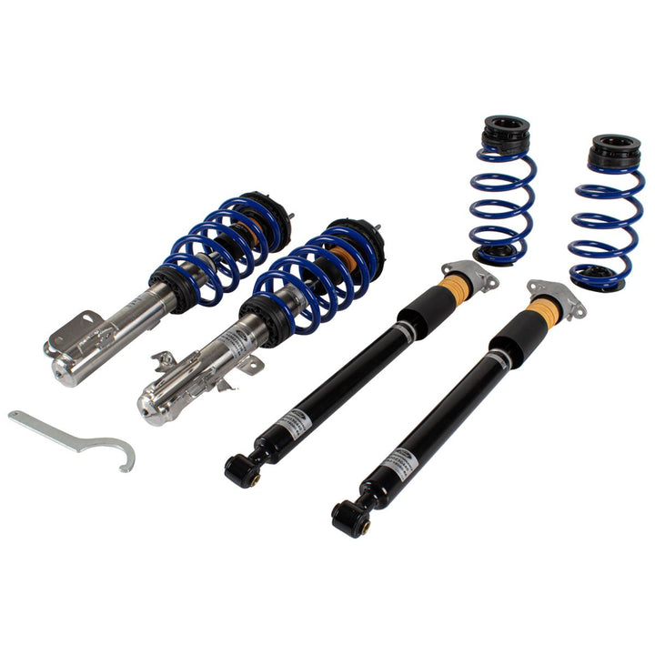 FIESTA® COILOVER SUSPENSION KIT STAINLESS STEEL WITH POWDER COATED SPRINGS IN ULTRAMARINE BLUE
