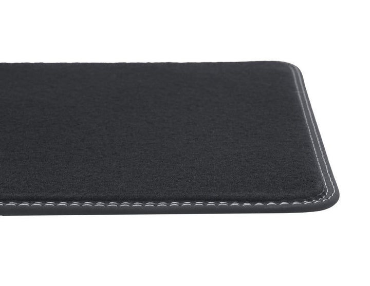 FOCUS PREMIUM VELOURS FLOOR MATS REAR, BLACK WITH GREY STITCHING