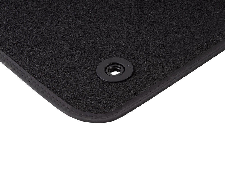 FIESTA VELOUR FLOOR MATS FRONT, BLACK WITH METAL GREY STITCHING, 2012 - 2017
