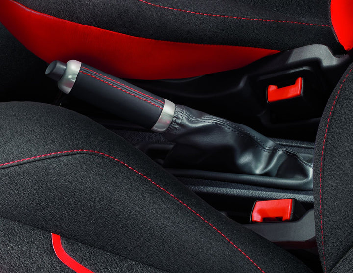 KA 09/2008-05/2016 HAND-BRAKE COVER BLACK WITH RED STITCHING