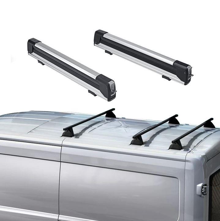 TRANSIT VAN ROOF BASE CARRIER & THULE ROOF SKI CARRIER SNOWPACK EXTENDER 7325