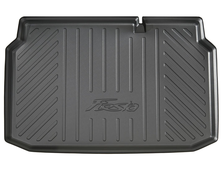 FIESTA BOOT LINER TRAY STYLE WITH RAISED EDGES, TO FIT UNDERNEATH SECOND LOAD FLOOR, BLACK WITH FIESTA LOGO, 2012-2017