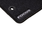 FOCUS FRONT & REAR CARPET CAR FLOOR MATS, BLACK WITH LOGO AND FITTING HOLES, 2004-2011