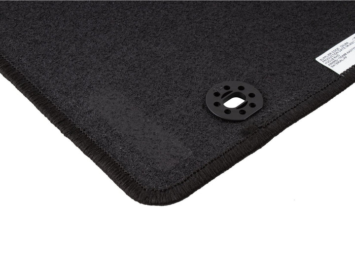 FOCUS FRONT & REAR CARPET CAR FLOOR MATS, BLACK WITH LOGO AND FITTING HOLES, 2004-2011