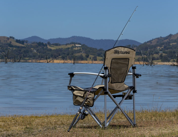 ARB* CAMPING CHAIR WITH CARRY BAG,BLACK AND BEIGE