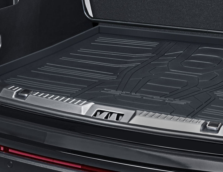 EDGE REAR RUBBER BOOT LINER LOADING COMPARTMENT MAT, BLACK WITH EDGE LOGO, 2016- ONWARD