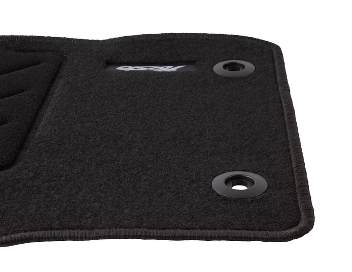 FIESTA FRONT & REAR CARPET FLOOR MATS BLACK WITH LOGO 2008-2011