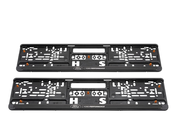 Ford Performance Number Plate Holder Kit Front & Rear Black With Silver 3D Effect Logo Set Of 2