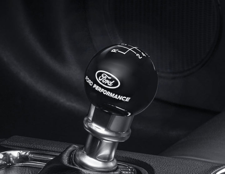 Ford Performance Mustang Gear Shift Knob 6-Speed Black With White Logo 2015-2017