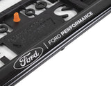 Ford Performance Number Plate Holder Kit Front & Rear Black With Silver 3D Effect Logo Set Of 2