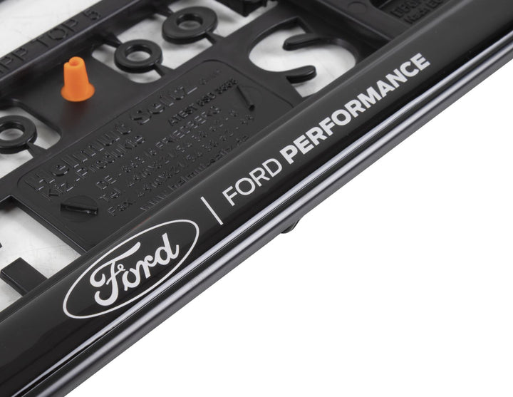 Ford Performance Number Plate Holder Kit Front & Rear Black With Silver 3D Effect Logo Set Of 2