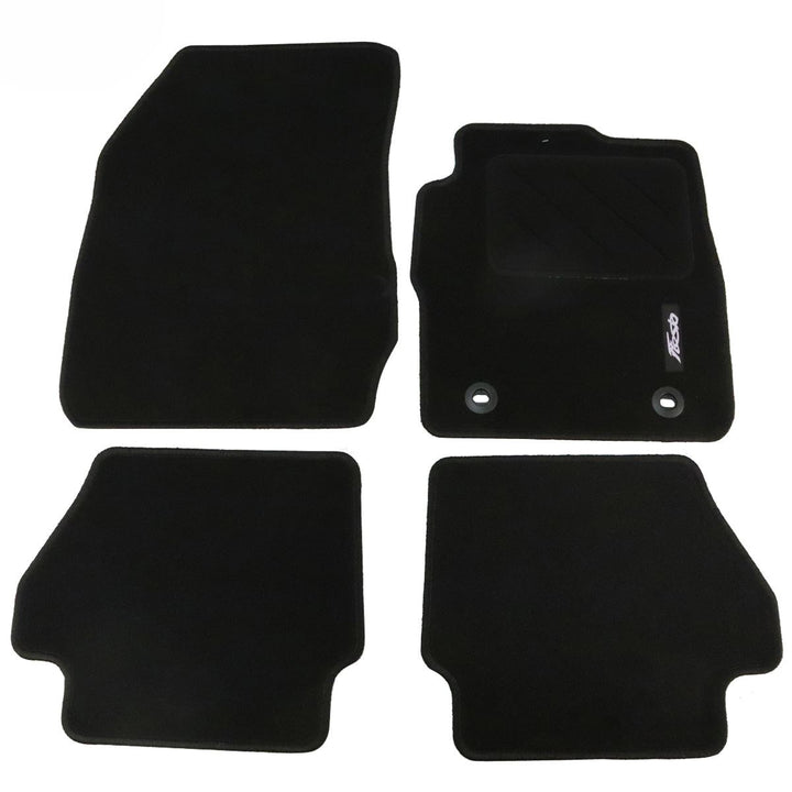 FIESTA FRONT & REAR CARPET FLOOR MATS BLACK WITH LOGO 2008-2011