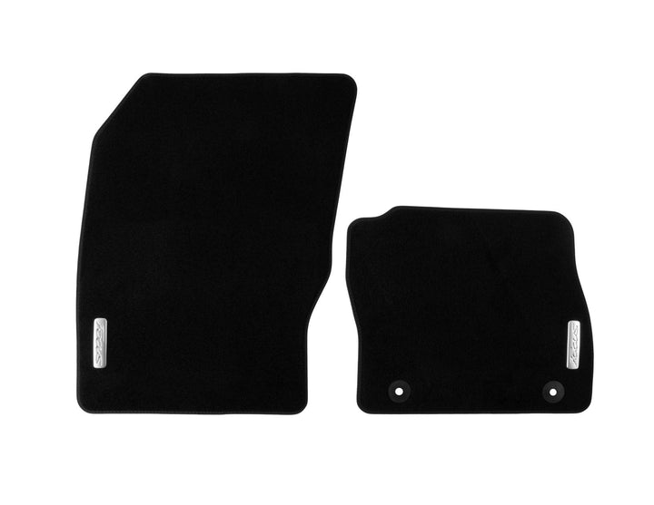 FOCUS VELOUR FLOOR MATS FRONT, BLACK WITH FOCUS LOGO, 2011 - 2015