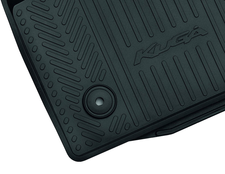 KUGA RUBBER FLOOR MATS FRONT AND REAR, BLACK WITH KUGA LOGO, 2012 - 2019