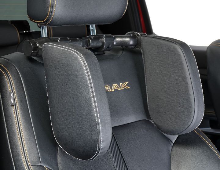 ACV* SLEEPING HEADREST BLACK PVC LEATHER WITH SILVER PIPING
