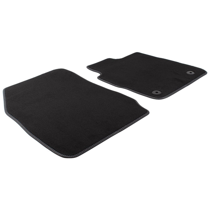 FIESTA VELOUR FLOOR MATS FRONT, BLACK WITH METAL GREY STITCHING, 2012 - 2017