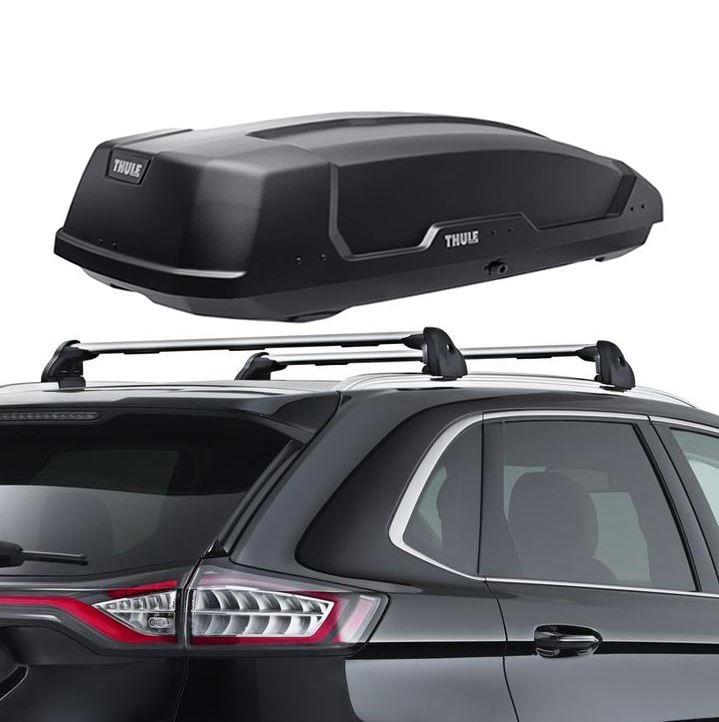EDGE ROOF CROSS BARS & THULE ROOF BOX FORCE XT L BLACK MATTE