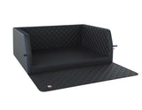 PADSFORALL√Ç ®* PET TRAVEL MAT BLACK PU LEATHER WITH BLUE PIPING, SIZE: L