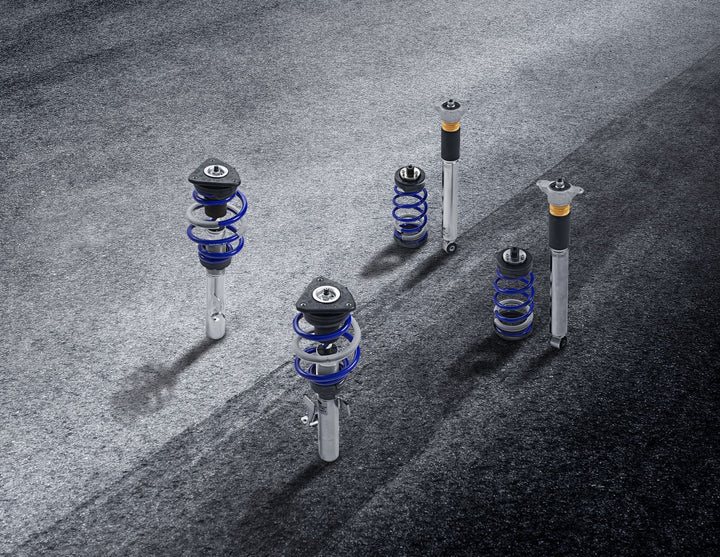 FOCUS COILOVER SUSPENSION KIT STAINLESS STEEL WITH POWDER COATED SPRINGS IN FORD PERFORMANCE BLUE