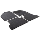 FOCUS FRONT & REAR CARPET CAR FLOOR MATS, BLACK WITH LOGO AND FITTING HOLES, 2004-2011
