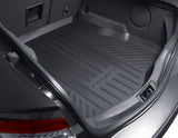 MONDEO REAR RUBBER BOOT LINER, BLACK WITH MONDEO LOGO, FOR VEHICLE WITH MINI SPARE WHEEL OR TYRE REPAIR KIT, 2014 - ONWARDS