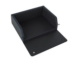 PADSFORALL√Ç ®* PET TRAVEL MAT BLACK PU LEATHER WITH BLUE PIPING, SIZE: L