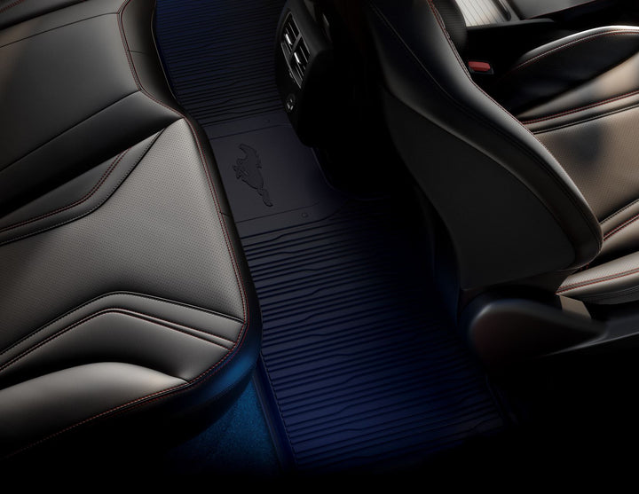 MUSTANG MACH-E FRONT & REAR RUBBER FLOOR MAT BLACK WITH LOGO 2020 - ONWARDS