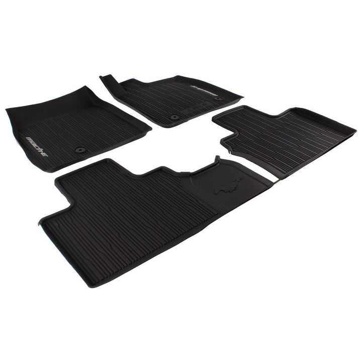 MUSTANG MACH-E FRONT & REAR RUBBER FLOOR MAT BLACK WITH LOGO 2020 - ONWARDS