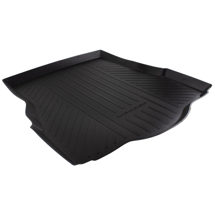 MONDEO REAR RUBBER BOOT LINER, BLACK WITH MONDEO LOGO, FOR VEHICLE WITH MINI SPARE WHEEL OR TYRE REPAIR KIT, 2014 - ONWARDS