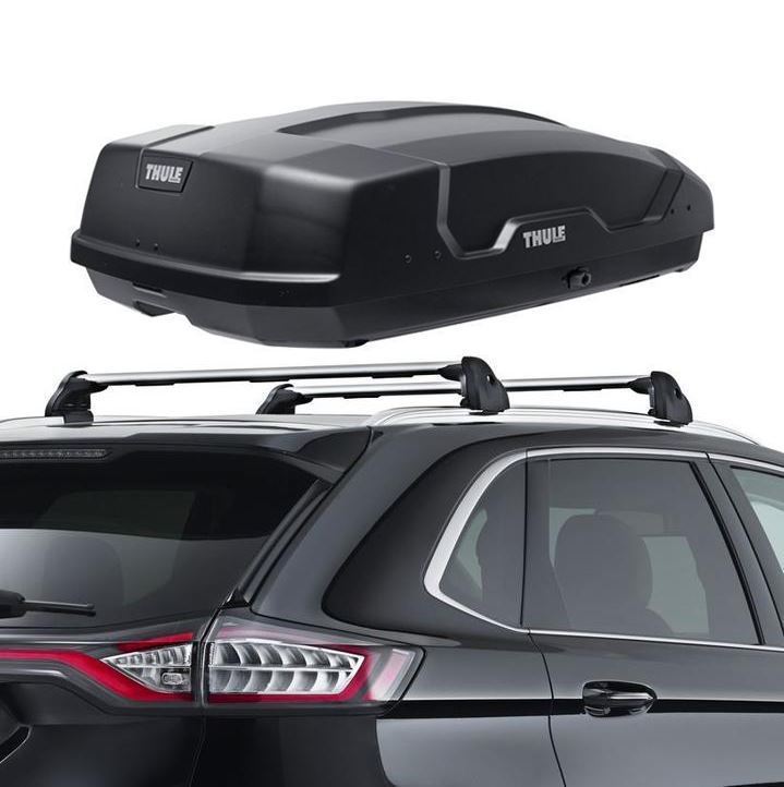 EDGE ROOF CROSS BARS & THULE ROOF BOX FORCE XT M MATT BLACK