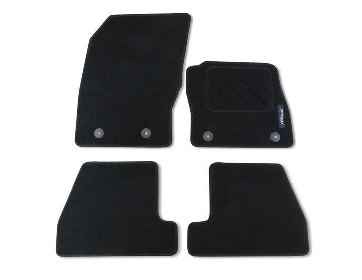 FOCUS, ST, RS FRONT AND REAR BLACK CARPET FLOOR MATS WITH LOGO, 2016 ONWARD